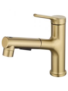 Смеситель для раковины Wonzon & Woghand WW-A40862-BG с выдвижным изливом брашированное золото